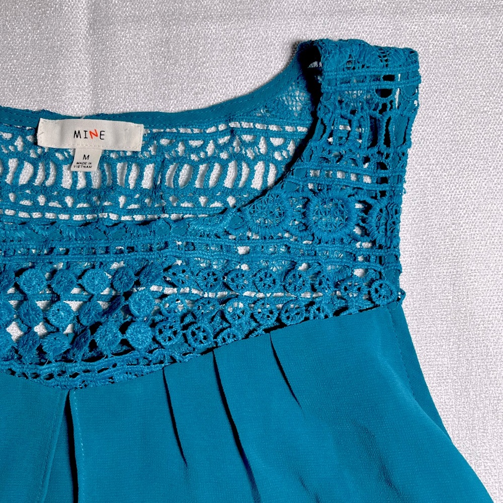 Mine Teal Blue Flowy Top